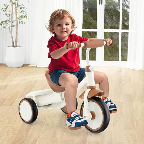 3 3-5 HONEY JOY Tricycle, Kids Trike Wheel Bike with Adjustable Seat, Removable Storage Basket, Tricycle for Years Old
