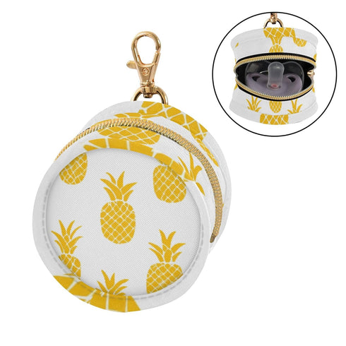 PYBUG Pineapple Round Pacifier Storage Case, Polyester & TPU Lined with Hook Buckle, Pacifier Container Box for Baby