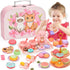 Toddler Toys Tea Party Set for Little Girls, 44 pcs Pretend Plastic Teapot Set with Desserts, Carrying Case for Ages 3-6