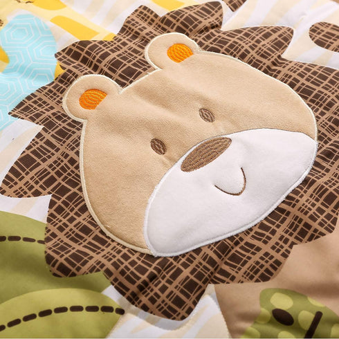 CribMATE Elephant Giraffe Lion Crocodile Quilted Crib Comforter Baby Girl/Toddler Crib Comforter Baby Gift Idea (Green