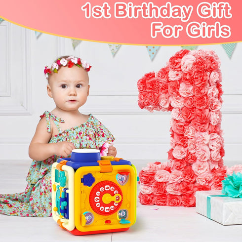 1+ 6-in-1 1 2 3 4 1st Covsen Montessori Toy for Year Old Girl Gift Busy Board for Toddlers Year Old Educational Sensory
