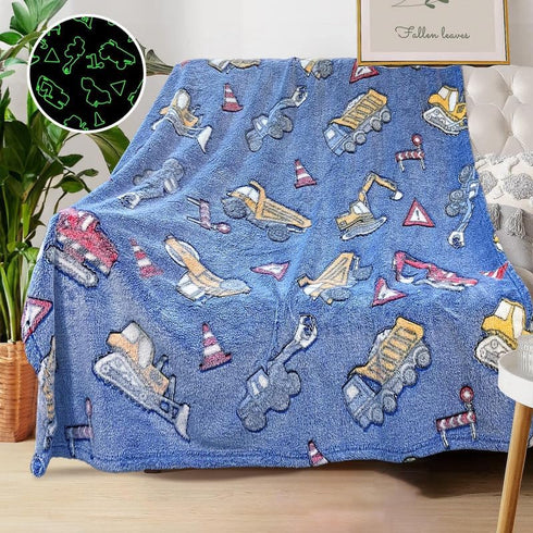 Tractor Blanket for Boys, Construction Car Blanket, Personalized Baby Blankets, 50"x 60"