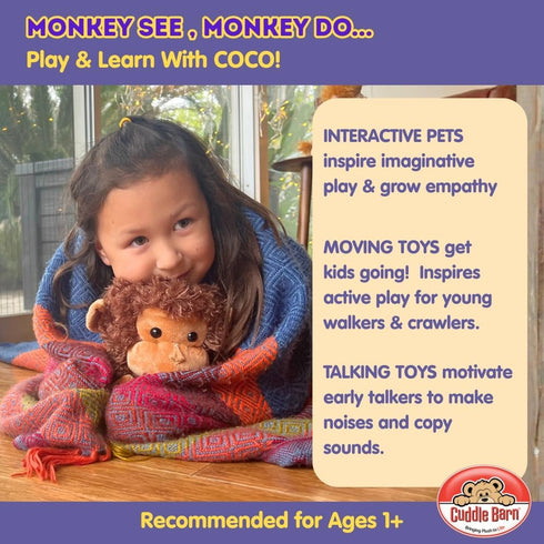 1 10 Inches Cuddle Barn - Crackin' Up Coco | Super Soft Animated Twirling Moving Monkey Stuffed Animal Plush Toy |