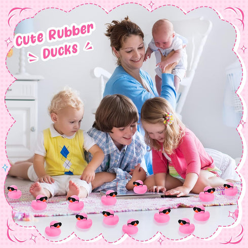 36 Packs Sets 2.2 Inch Sosation Mini Rubber Ducks with Sunglasses Bath Squeaky Rubber Duckies Cute Float Bathtub Toys