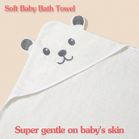 2 Pack Baby Towels with Hood and 5 Baby Washcloths, Ultra Absorbent Cotton Bath Towel Set for Newborn Unisex, 31.5x31.5