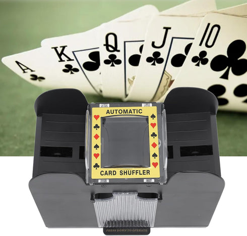Automatic Card Shuffler, 1-6 Deck Battery Powered Machine, Lower Noise Electric Poker Shuffler for Home