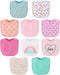 The Peanutshell Baby Girl Bibs Set, Terry Cloth, Feeding, Drooling, Teething Essentials, 10 Pack, Pastel Pink