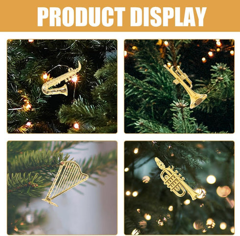 Baluue Mini Musical Instrument Ornaments - 14pcs Miniature Violin Guitar Piano Drum Trumpet Figurines