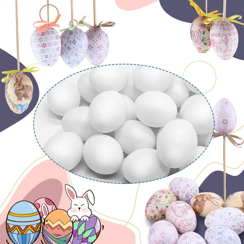 30 Pcs Plastic White Fake Eggs,Easter Eggs,Realistic White Eggs,Faux Fake Egg for DIY Crafts,Painting,Party,Home