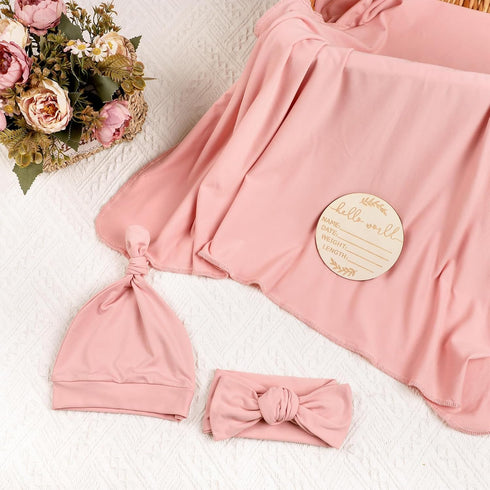 4-Pack Set TANOFAR Newborn Swaddle Blanket for Baby Girls & Boys, Ultra Soft Receiving Blankets with Matching Headband