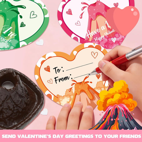 24 Pack Valentines Day Large Volcano Science Kit - Valentines Day Gift Cards for Kids, Volcano Erupting Experiment Toys