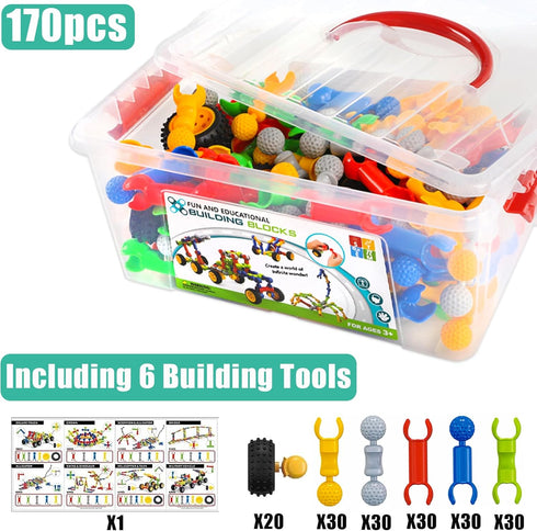 170 Pcs STEM Building Toys for Kids Ages 4-9 - Educational Construction Kit for Creative Games, Birthday Gifts