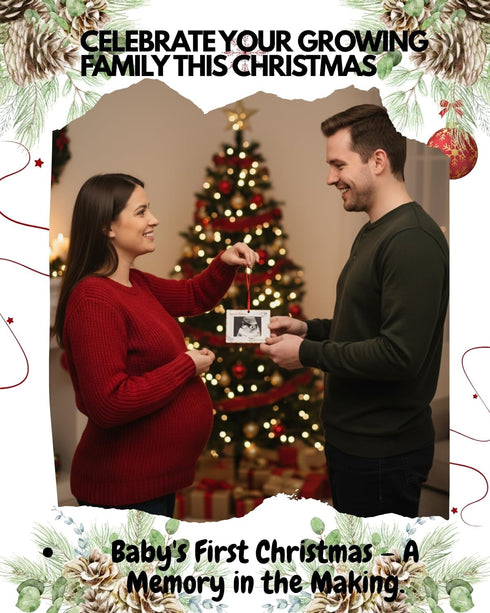 Pregnancy Announcement Christmas Ornament Sonogram Photo Frame Keepsake with Ribbon Baby Coming Soon Gift