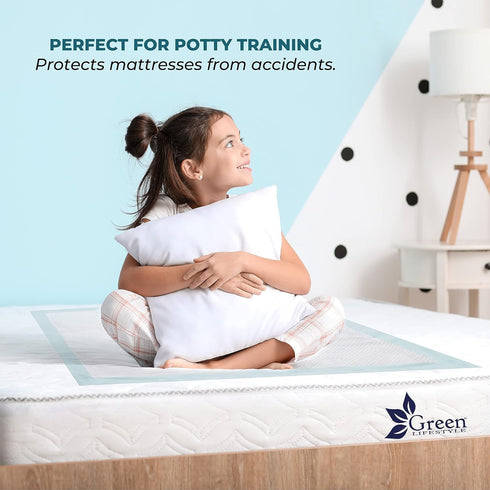 GREEN LIFESTYLE Toddler Mattress Pads, Disposable Incontinence Bed Pads for Dogs, Cats, and Seniors (Pack of 25 - 30x36)