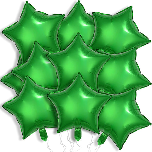 KALOR 18 Inch Green Star Mylar Balloons, 10 Pcs Star Shape Foil Helium Balloons for Wedding, Baby Shower, Birthday Party