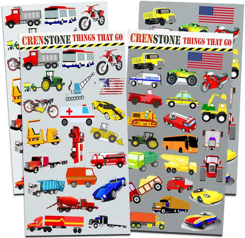 Crenstone Pack 160 Cars and Trucks Stickers Party Supplies Toddler - Over Stickers for Toddler Boys and Girls (Cars