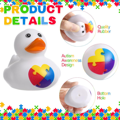72 Vinsot Pcs Autism Awareness Stuff Accessories Autism Awareness Rubber Duckies Colorful Puzzle Piece Bathtub Toys