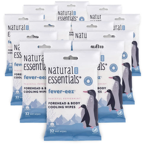 Natural Essentials Fever-eez Baby Fever Relief for Kids, Soothing Forehead & Body Wipes for