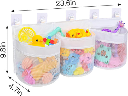 Bathroom Bath Toy Storage for Bathtub, Baby Bath Tub Toys Holder, Kids Mesh Shower Toy Organizer Basket