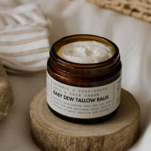 Gentle Face & Body Moisturizer for Babies Baby Dew Tallow Balm with Grass-Fed Tallow and Organic Coconut Oil Whipped