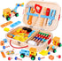 45 Pcs Kids Tool Set, Toddler Tool Box with STEM Construction Educational Toys for Ages 3-7, Wooden Kits