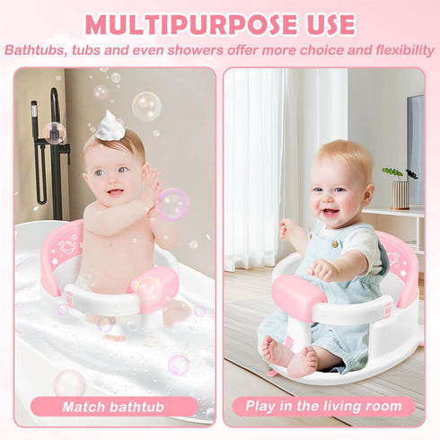 6 Baby Bath Seat for Babies Months & up,Baby Bath Seat,Non-Slip Toddler Bath Seat, Sit Up Bath Seat for Baby,Safe