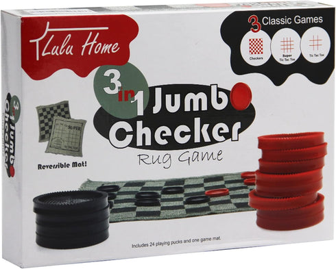 Lulu Home Jumbo Checkers, Giant 3-in-1 Checkers Game Rug Board Game Set for 2 Players