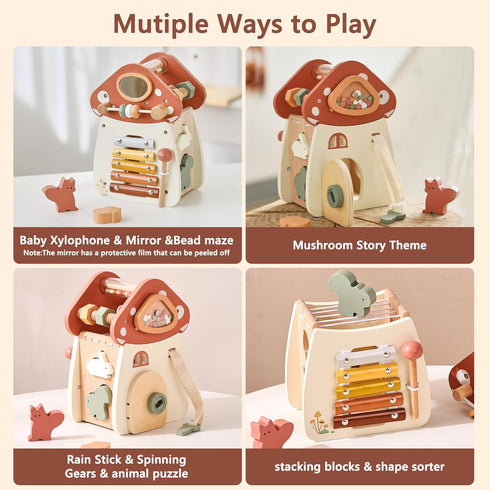 8 1 1-3 1 2 in Wooden Activity Cube Toys for Baby Travel Sensory Toys for Toddlers Multipurpose Educational Learning
