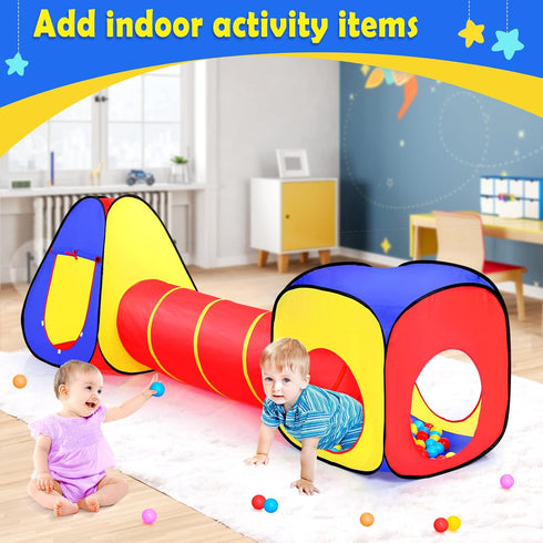 Kids Play Tent with Ball Pit, Crawl Tunnel, and Castle Tent, Pop Up Playhouse for Boys and Girls Indoor and Outdoor
