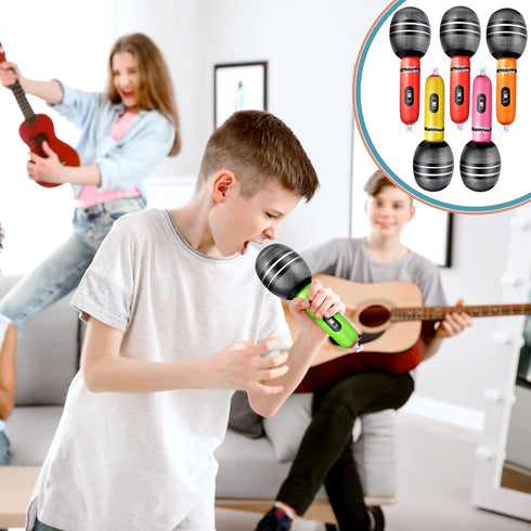 Sumind 30 9.4 Inch 80s 90s Pcs Inflatable Microphones Blow up Plastic Fake Microphone Props Toys for Karaoke Musical