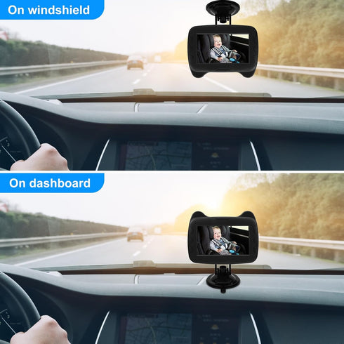 Shkalacar 4.3" 1080P Baby Car Mirror Camera with Night Vision Wide View Auto IR Cut for Observing Baby in Car Seat Crib