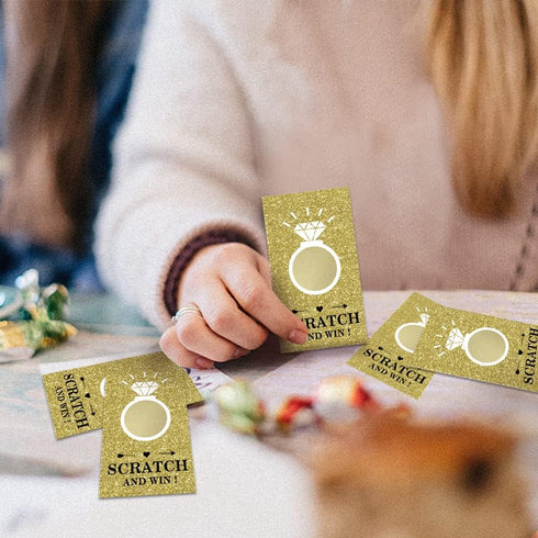Gold Diamond Bridal Shower Scratch Off Game Cards (32 PCS), Gift Certificate Scratch Off Cards for Wedding Activities