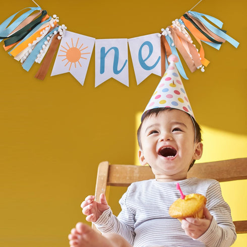 1st High Chair Banner Happy Birthday Banner Boy, First Birthday Sun Highchair Banners Decorations, You Are My Sunshine