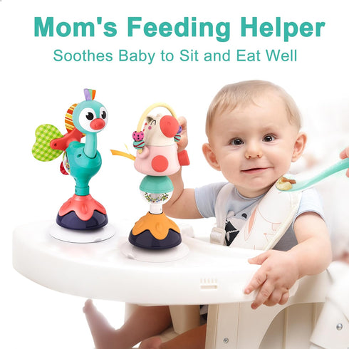 Set, 6, 9, 12, 18, 24 1 2 iPlay, iLearn Baby Rattles Infant High Chair Toys W/Suction Cup, Grab N Spin, Interactive