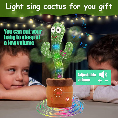 MIAODAM Volume Adjustable Dancing Cactus Toy, Colorful Glowing Plush Toy Singing 120 Songs for Kids