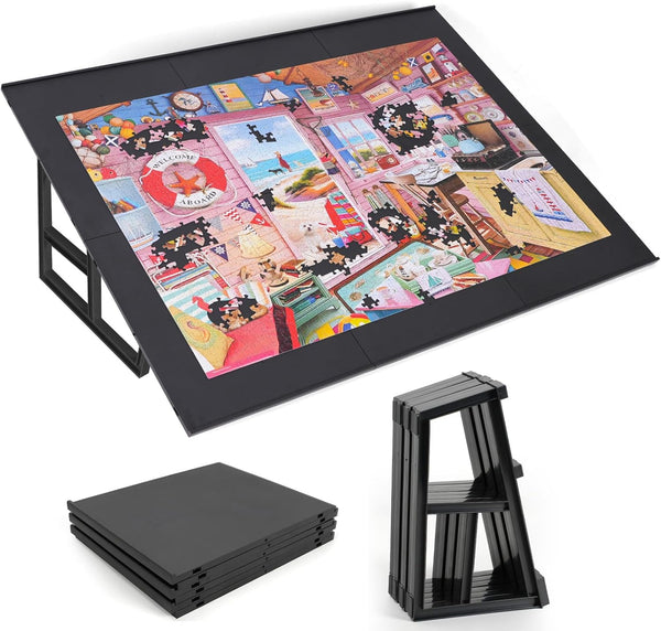 WELGEE 1000-Piecce Tilting Puzzle Board with Stand, 31 x 24 Lightweight Portable