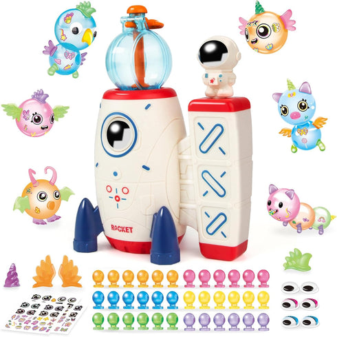 Amy&Benton 195PCS DIY Sticky Balloons with Pump, Space Rocket Balloon the Funny