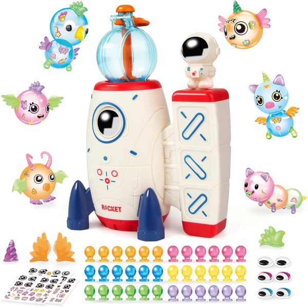 Amy&Benton 195PCS DIY Sticky Balloons with Pump, Space Rocket Balloon the Funny
