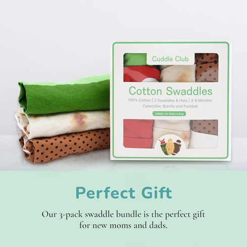 0-3 3-6 Cuddle Club Swaddles for Newborns - Baby Swaddle Blanket for Boys & Girls - Adjustable Hook-and-Loop Cotton