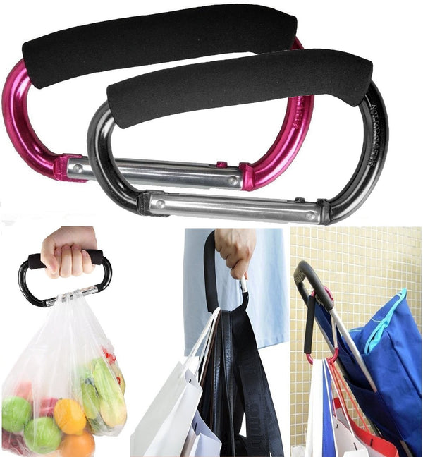 Newraturner Large Stroller Hooks for Mommy, 2 pcs Carabiner Stroller Hook Organizer for