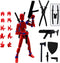 3D Printed Figure Dummy13, 5.54-inch with Weapon Expansion Set, Full Body Movable Toy, Desk Decoration (Red)