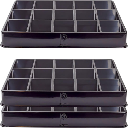 Toy Vault Trading Card Sorting Trays, 3-Pack 15-Slot Black Card Tray Organizer for CCG Games
