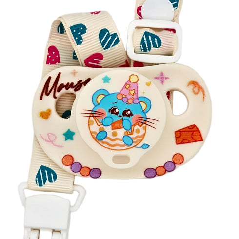 Large Size Adult Pacifier - Big Shield Design with Top Hat Rat Cheese Mice Print Extra-Soft Silicone Large Nipple