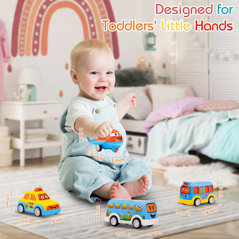 Nicmore 1 2 3 4 18 5-in-1 Playset Carrier Truck Toddler Toys Car: Transport Toy for Year Old Boys Girls Month Kid Gifts