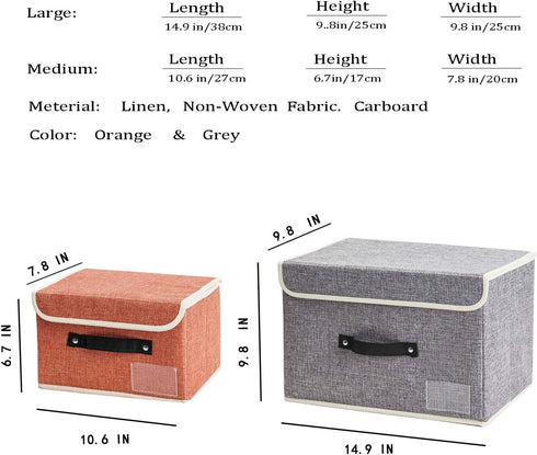 4 Pack closet, Storage Boxes with Lids Foldable Decorative Fabric Storage Bins for Jane's Home Compact Toy Storage