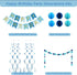 Blue Birthday Decorations with Happy Birthday Banner, Paper Honeycomb Balls, Circle Garland, Hanging Swirl Decorations