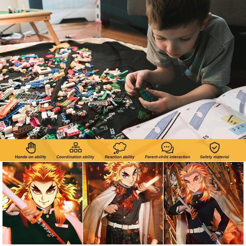 Jorumo Demon Slayer Sword Building Set, 27in Rengoku Kyoujurou Sword with Scabbard, 790 Pieces Cosplay Toy