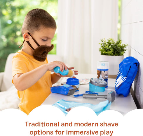 Set (16 3+ Melissa & Doug Barber Shop Pretend Play for Kids Piece) Shaving Toys, Wearable Beard & Grooming Accessories