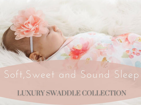 Baby Receiving Blanket Swaddle Blanket Infant Wrap with Matching Headband Beanie and Name Card (White and Pink)
