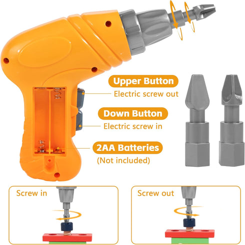Set Set 3-5 KIDWILL Kids Tool with Electric Drill & DIY Stickers, Toddler Tool for Kids Ages Year Old Boys Girls